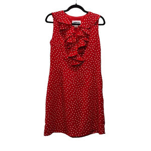 Lois Snyder~Dani Max~Womens VTG 80s~Red Knee Shift Dress~Polka Dot Ruffles~6